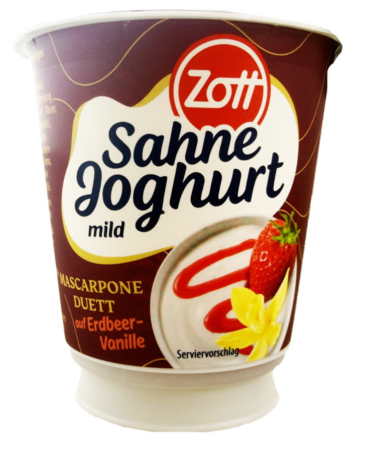 Zott Sahne Joghurt Mild Mascarpone Auf Erdbeer Vanille 140g