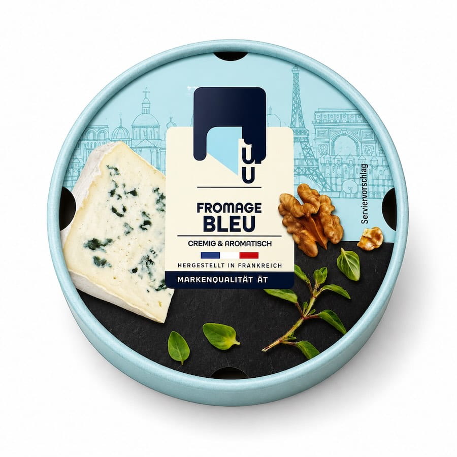 Französischer Weichkäse Mit Blau- Und Weißschimmel 250g