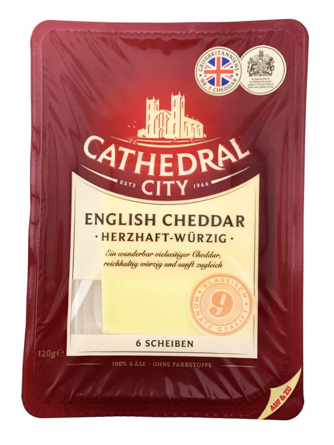 Englischer Cheddar herzhaft würzig in Scheiben 120g
