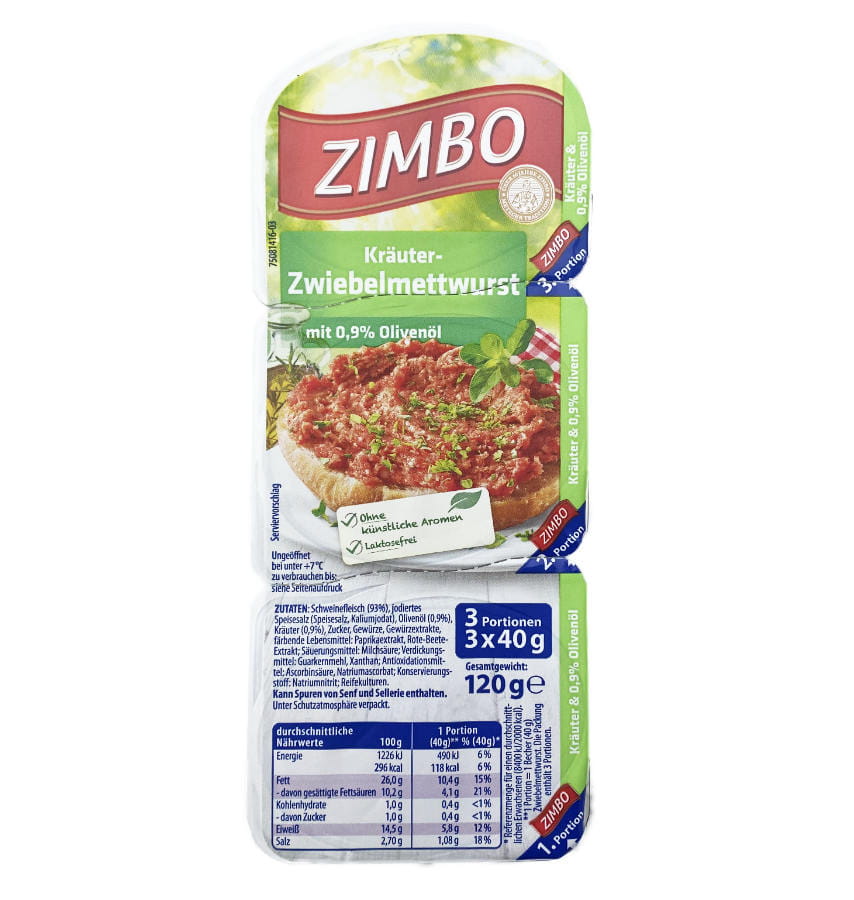 Zimbo Kräuter Zwiebelmettwurst 120g