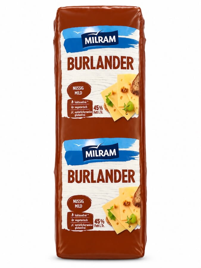 Milram Burlander nussig mild XXL Stück 45% Fett i.Tr. ca 2900g 
