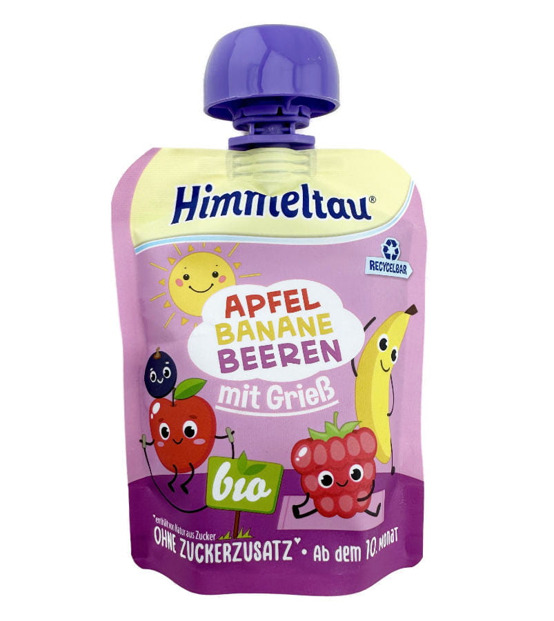 Himmeltau BIO Quetschie Apfel Banane Beeren Griess 90g