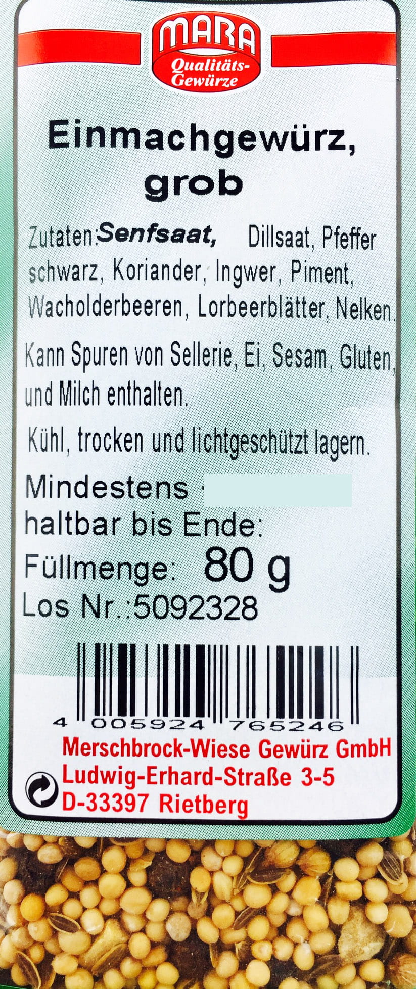 Einmachgewürz grob 80g