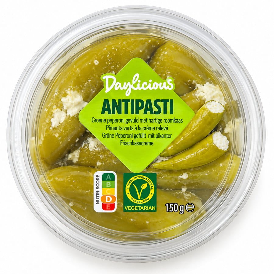 Grüne Peperoni gefüllt mit pikanter Frischkäsecreme 150g
