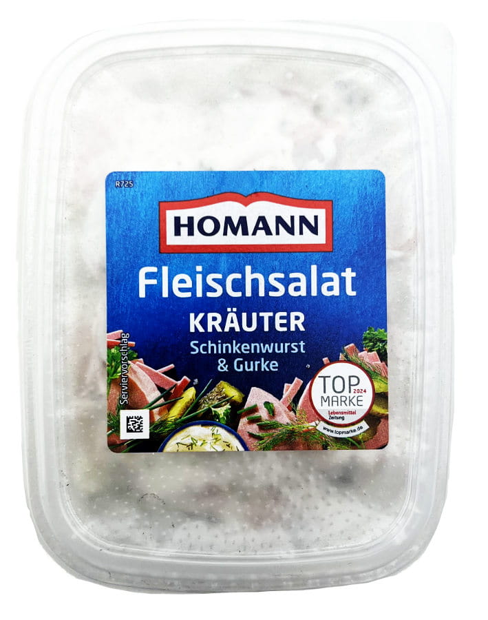 Homann Kräuter Fleischsalat Mit Schinkenwurst Und Gurke 200g