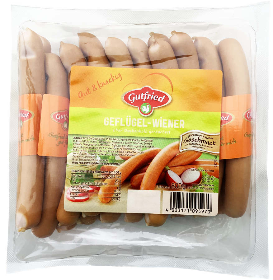 Gutfried Geflügel Wiener Würstchen 800g