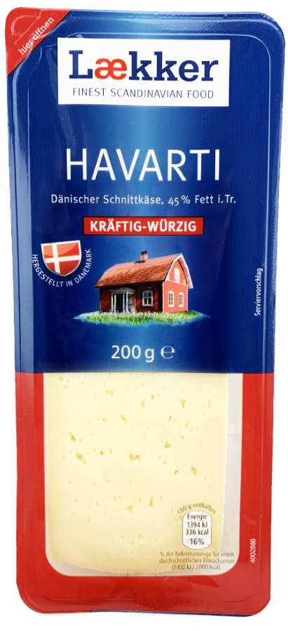 Havarti Dänischer Schnittkäse Kräftig Würzig 200g