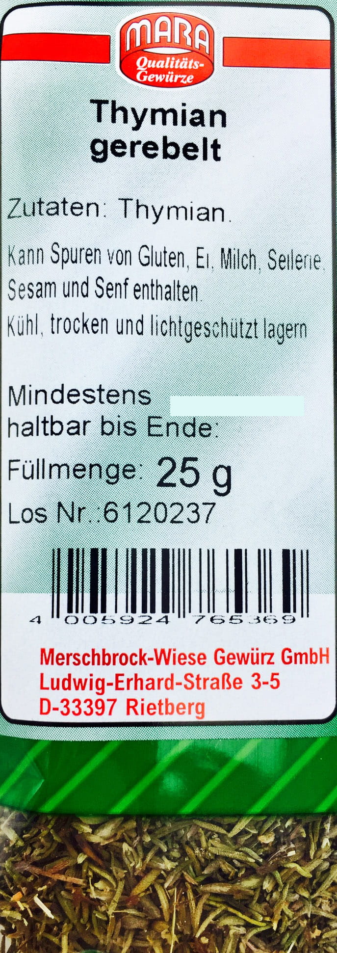 Thymian gerebelt 25g