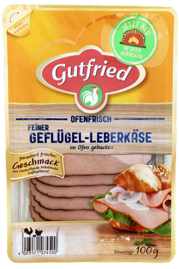 Gutfried feiner Geflügel Leberkäse 100g