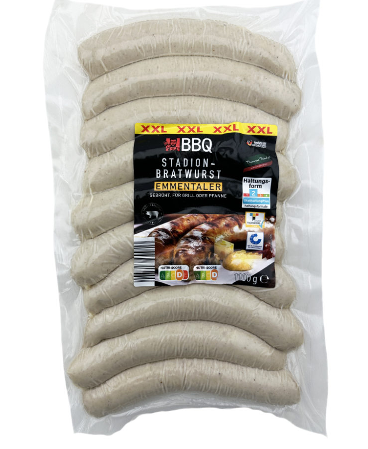 BBQ Stadion Käse Bratwurst Emmentaler XXL 1100g