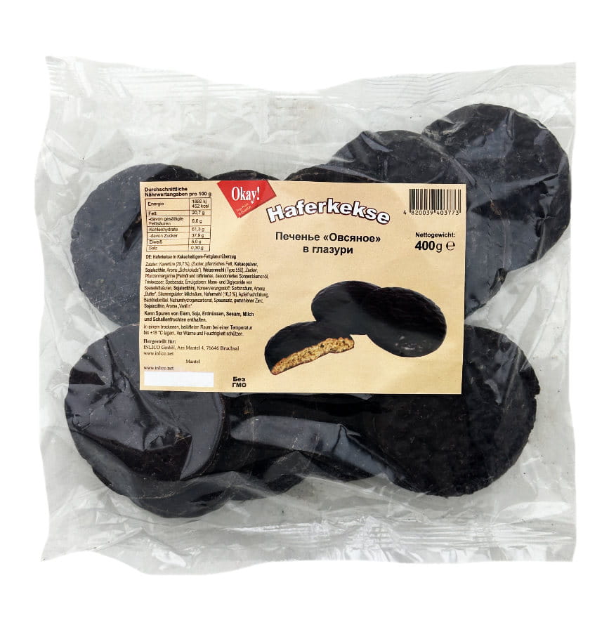 Haferkekse Mit Kakaoglasur 400g