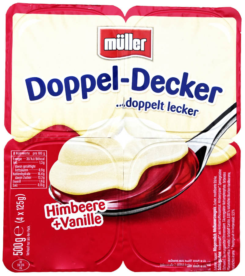 Müller Doppel Decker Himbeer Vanille 4er 500g