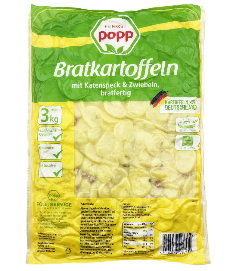 Bratkartoffel mit Speck und Zwiebeln XXXL Pfannenfertig 3000g