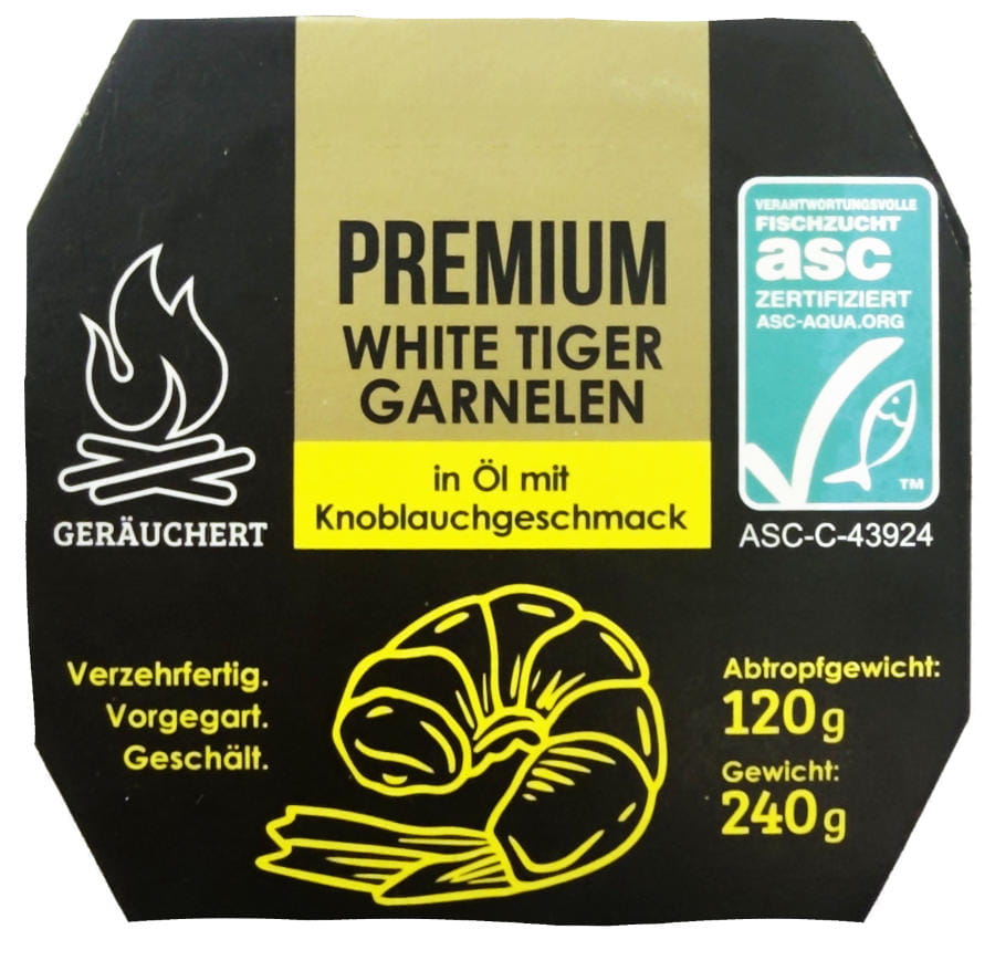 Vici Premium White Tiger Garnelen In Öl Mit Knoblauchgeschmack 120g