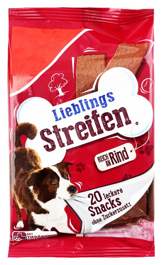 Hunde Lieblingsstreifen Rind 20er 200g