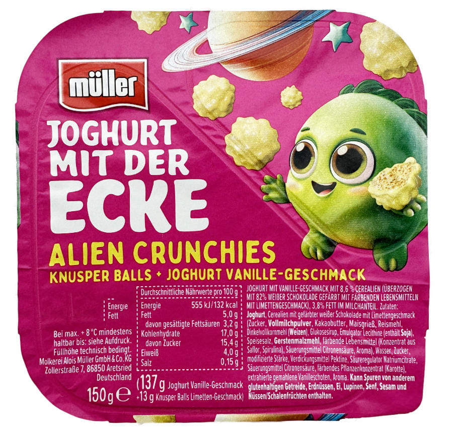 Müller Joghurt mit der Ecke Alien Crunchies 150g