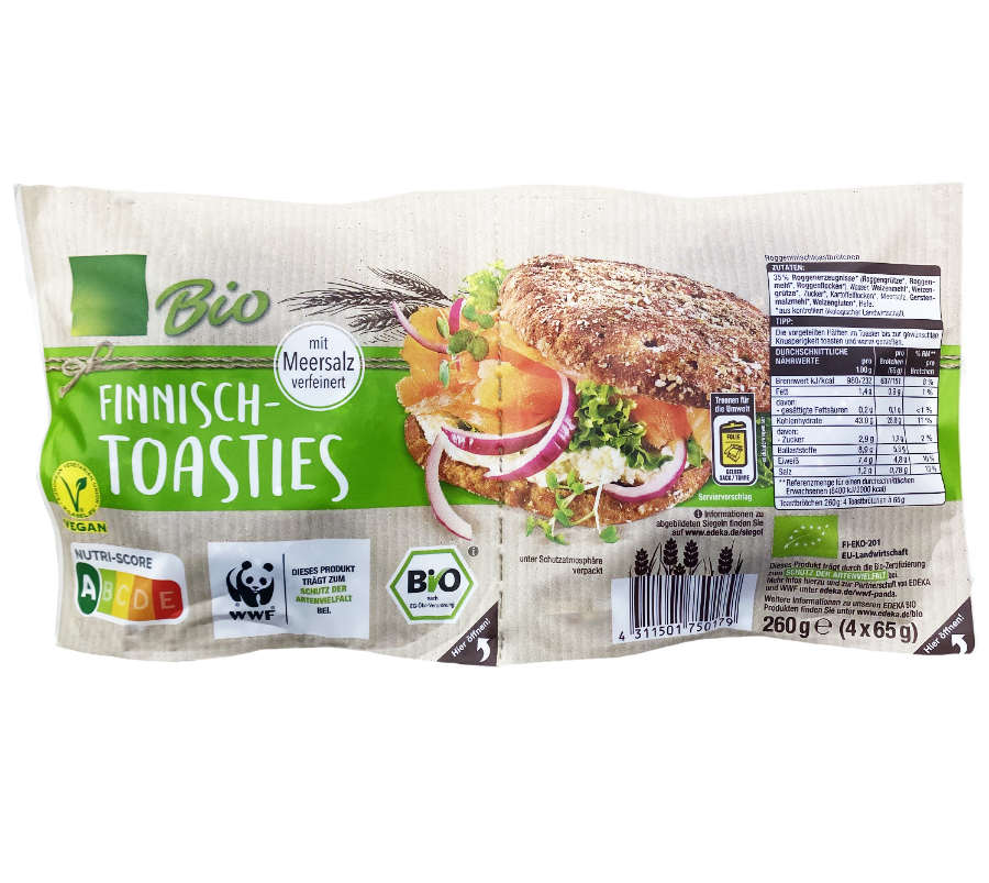 Bio Finnisch Toasties mit Meersalz 260g