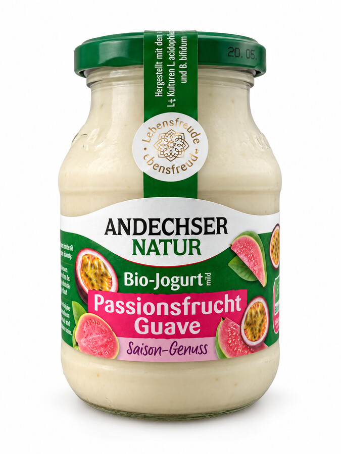 Andechser Natur BIO Jogurt Passionsfrucht Guave im Glas 500g