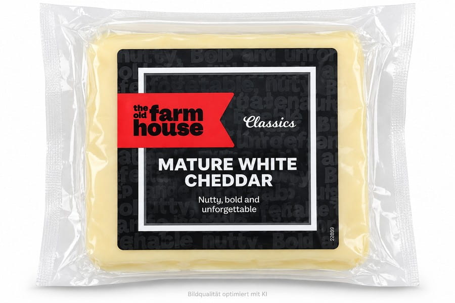 Mature White Cheddar Käse am Stück 200g