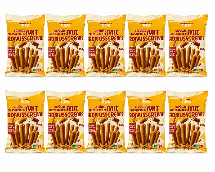 10x Gefüllte Salzstangen mit Erdnusscreme 150g