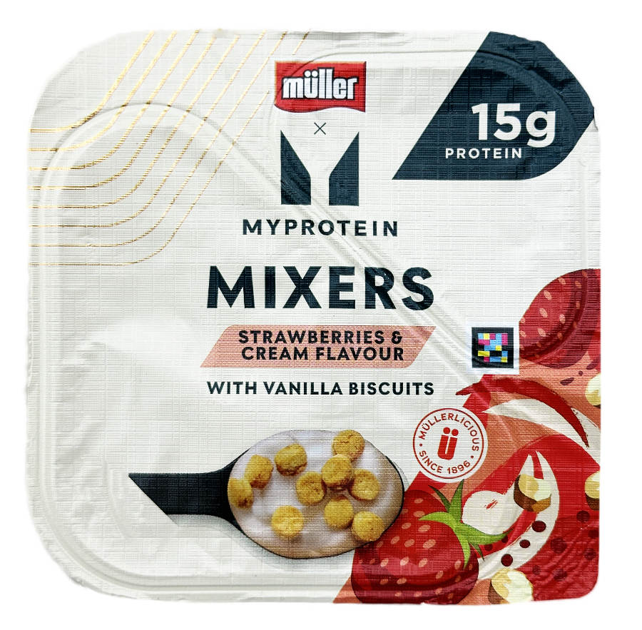 Müller My Protein Cremejoghurt Mit Erdbeere und Vanillekekskugeln 140g