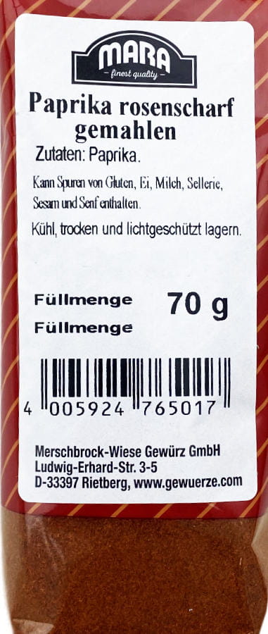 Paprika rosenscharf gemahlen 70g