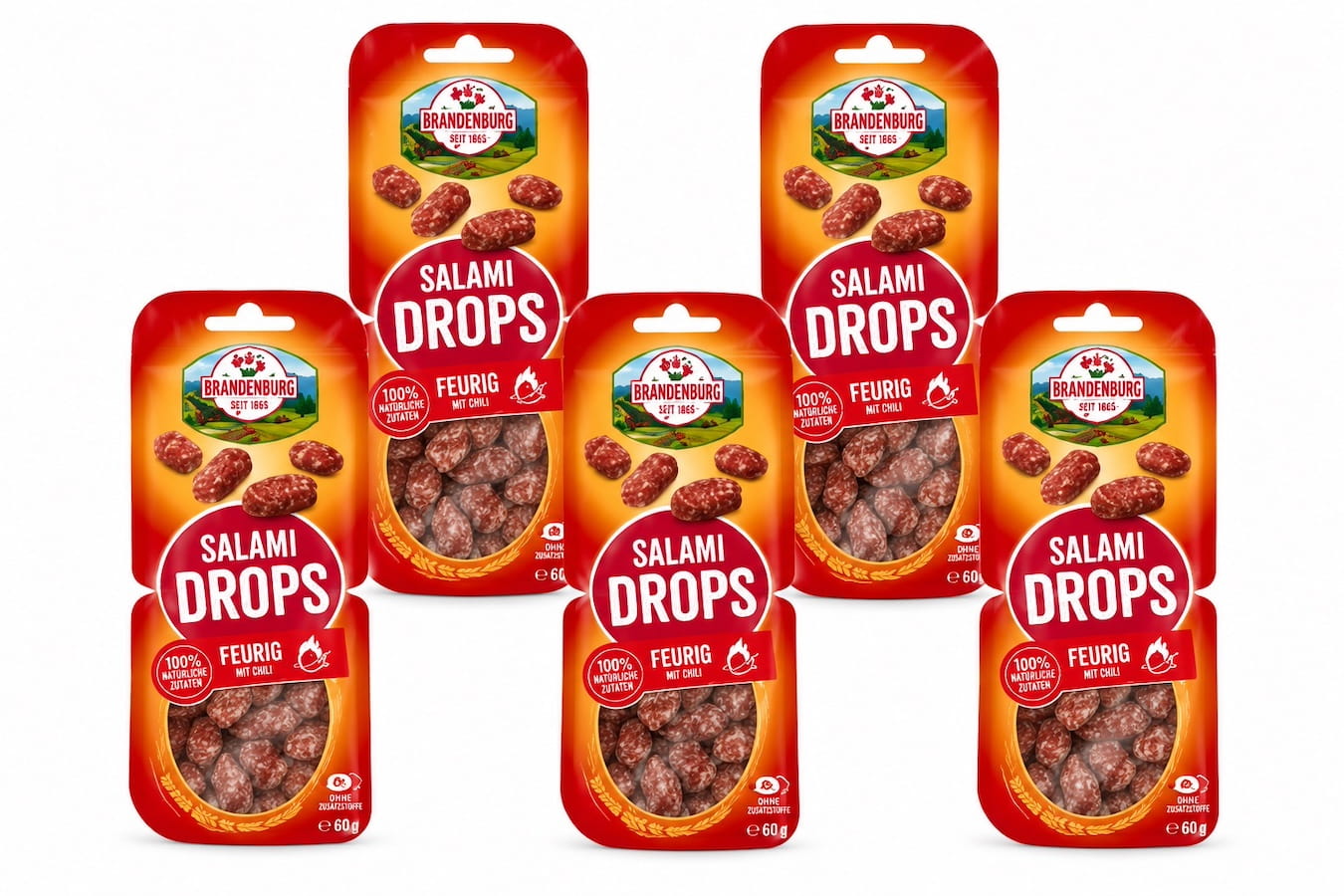 5x Handl Tyrol Salami Drops feurig pikant 70g 