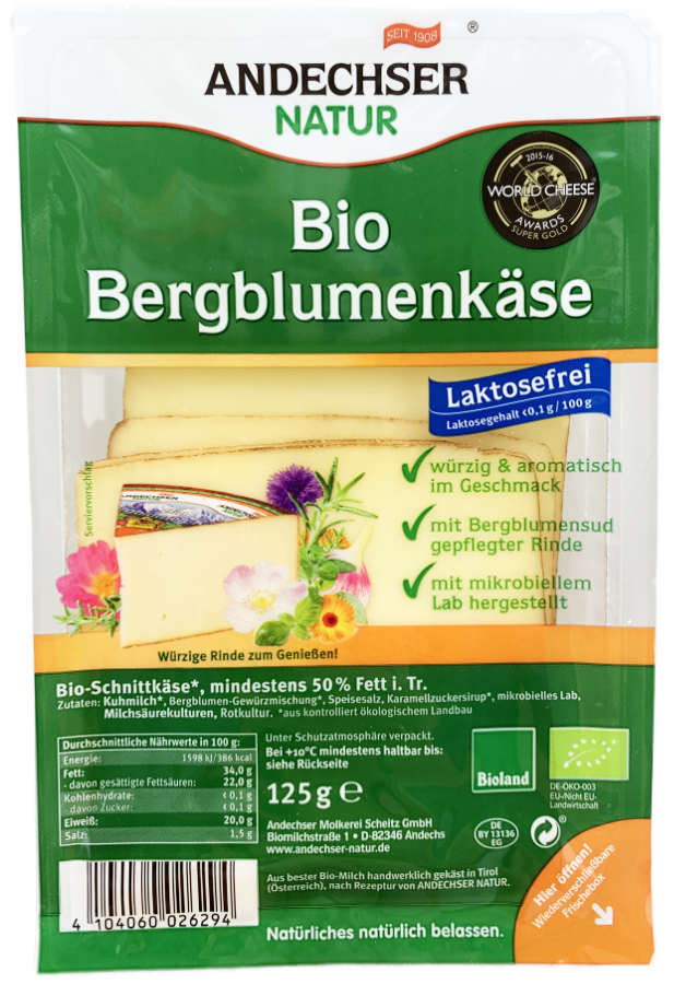 Bio Alpenblumenkäse Zart Würzig 125g