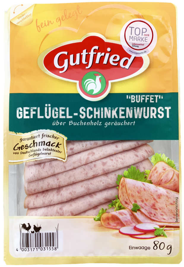 Gutfried Geflügel Schinkenwurst Buffet 80g