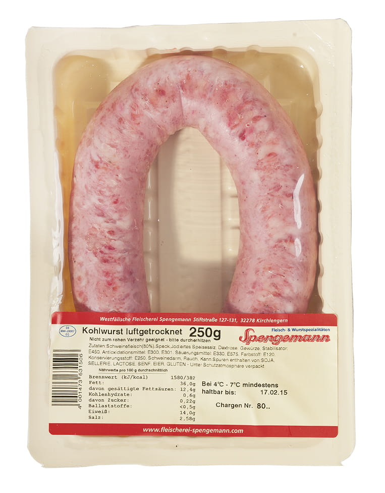 Kohlwurst-Luftgetrocknet-250g Spengemann Kohlwurst luftgetrocknet 250g