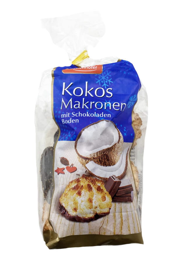 Kokos Makronen mit Schokoladenboden 200g