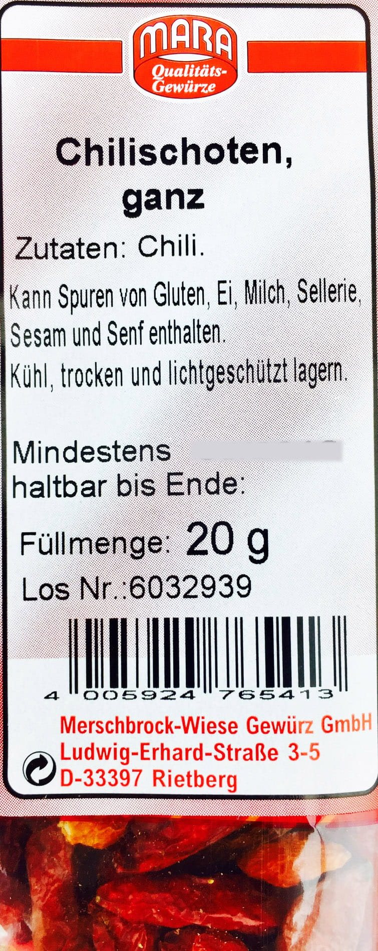 Chili ganz 20g