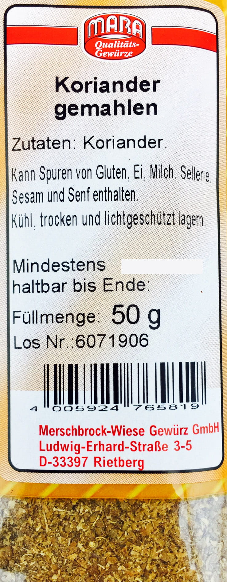 Koriander gemahlen 50g