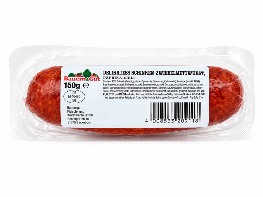 Delikatess Schinken-Zwiebel-Mettwurst Paprika-Chili 150g