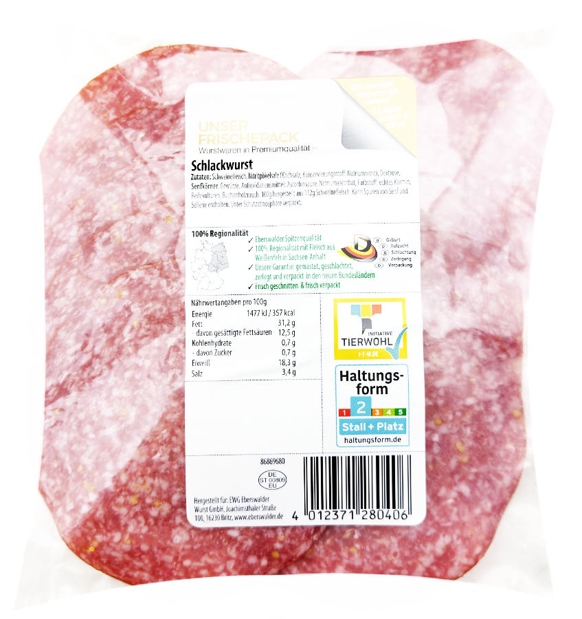 Schlackwurst In Scheiben 2 Lagen 100g