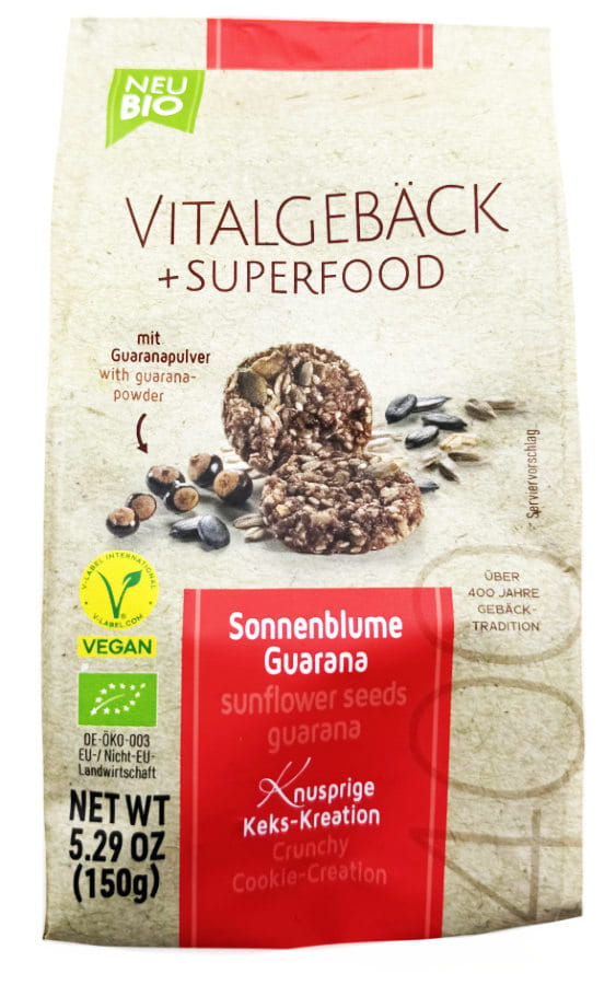 BIO Vitalgebäck Superfood Mit Guaranapulver Und Sonnenblumenkernen 150g