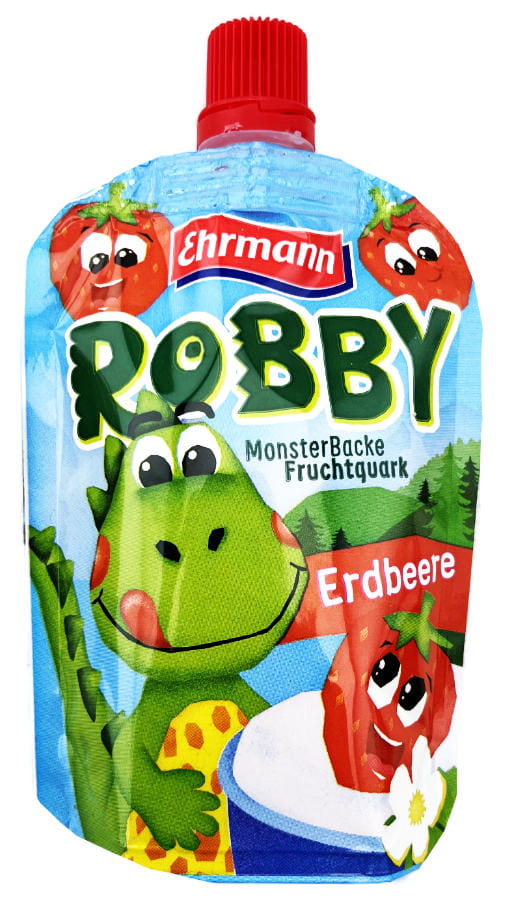 Ehrmann Robby Monsterbacke Fruchtquark Erdbeere 90g