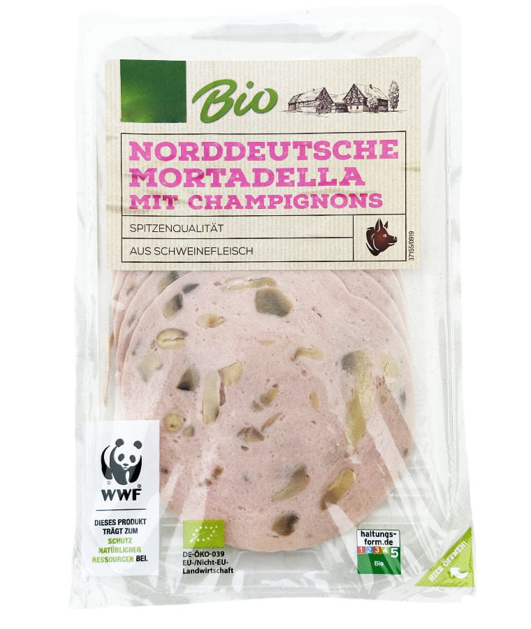 Norddeutsche Mortadella mit Champignons in Scheiben 75g
