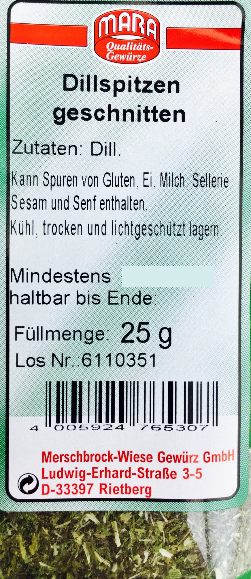 Dillspitzen geschnitten 25g