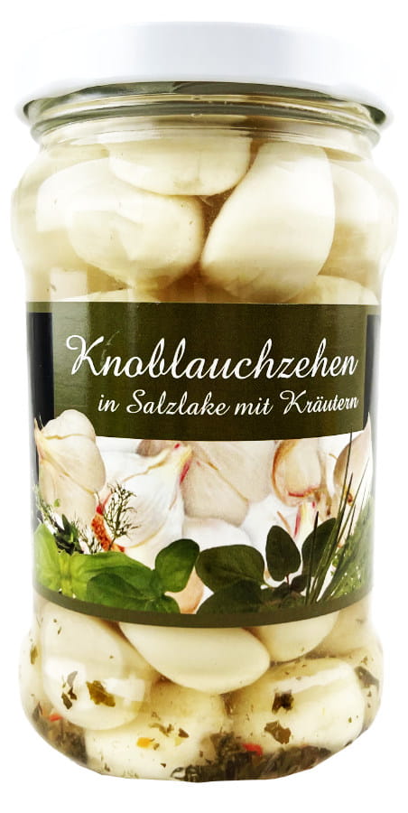 Knoblauchzehen In Salzlake Mit kräutern 180g