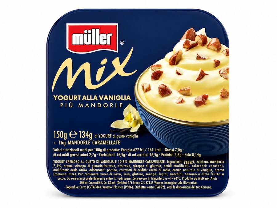 Müller Joghurt Mit Der Ecke Vanille karamellisierte Mandeln 150g