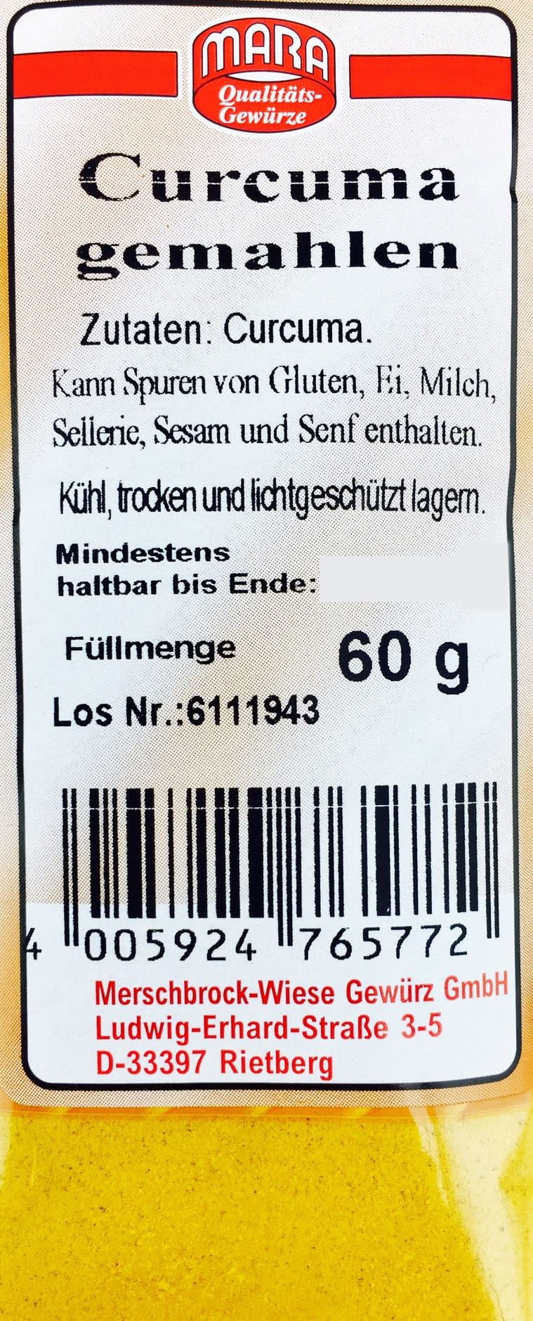 Curcuma gemahlen 60g
