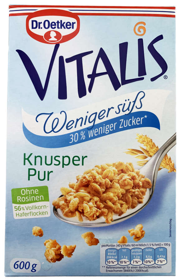 Vitalis Knuspermüsli Knusper Pur Weniger Süß 600g