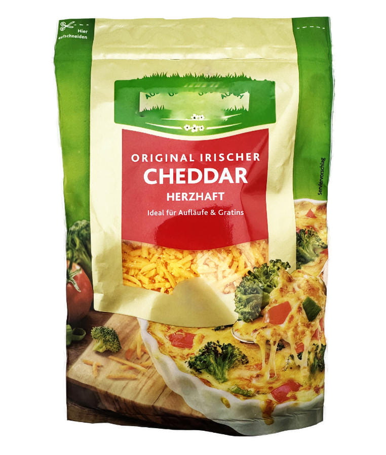 Original irischer Cheddar Käse gerieben 150g