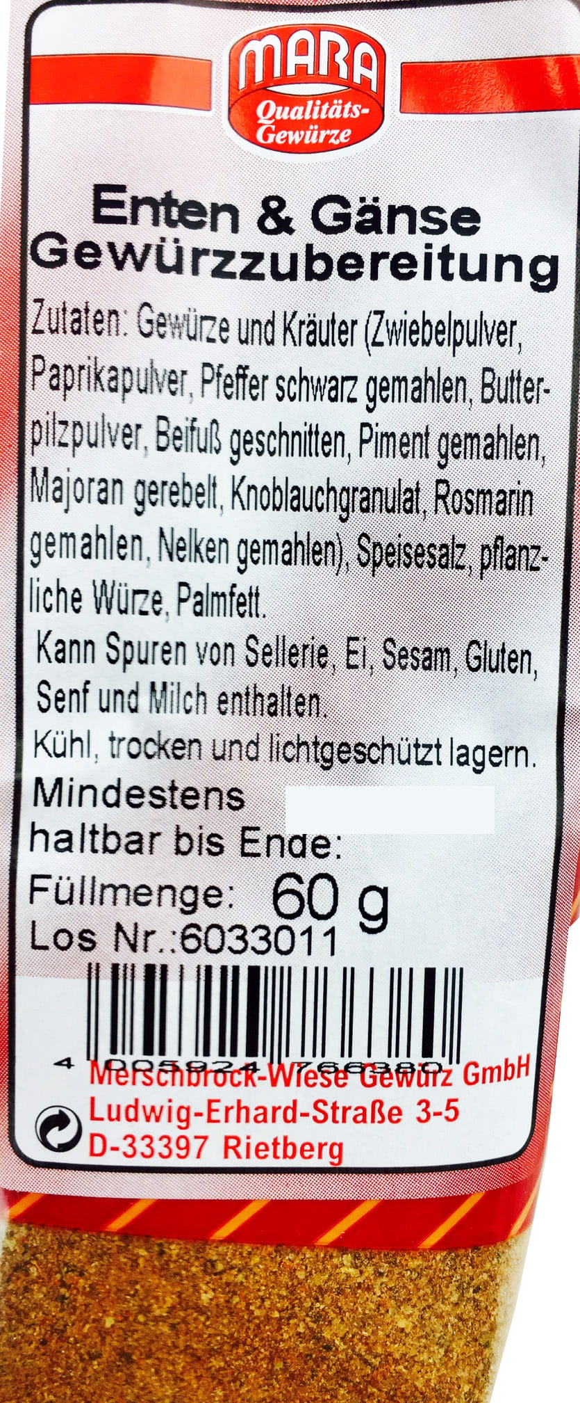 Enten und Gänse Gewürzzubereitung 60g