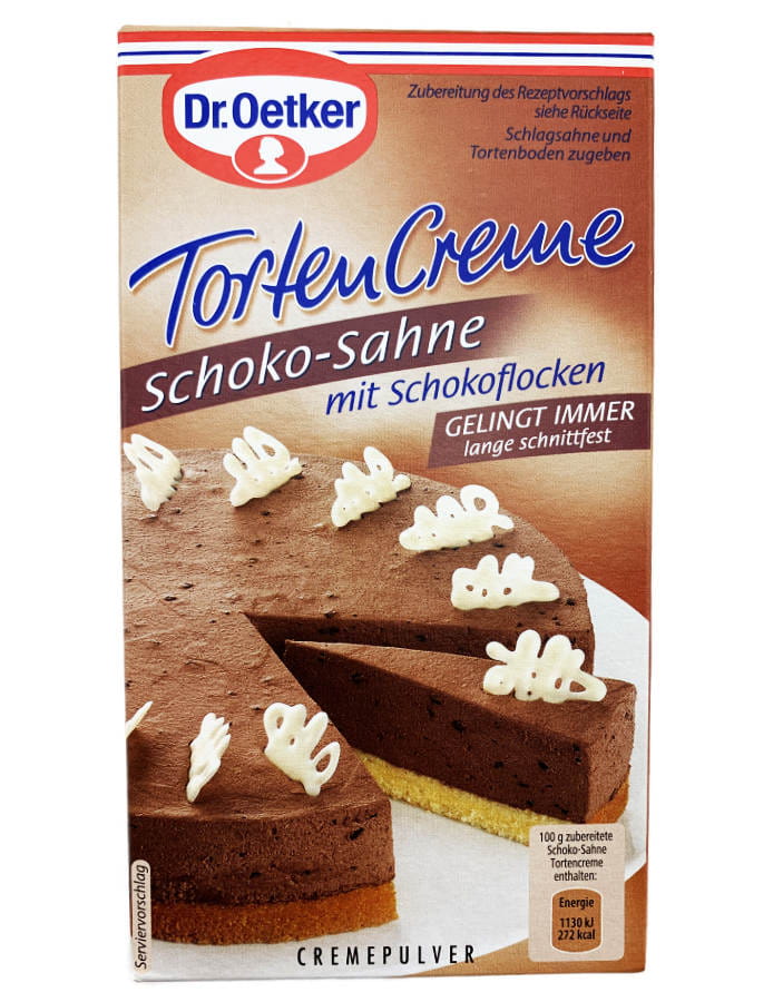 Dr. Oetker Tortencreme Schokolade Sahne mit Schokoflocken 150g