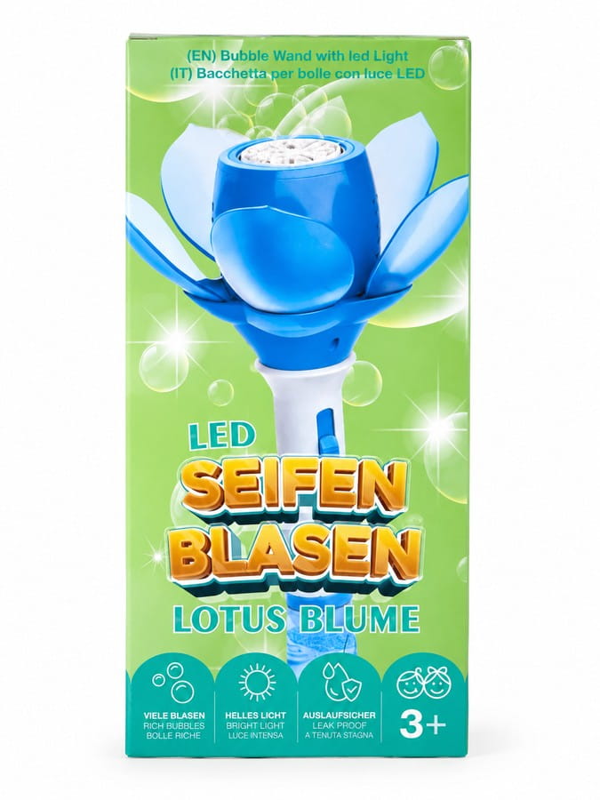 LED Seifenblasen Blume Lotus blau