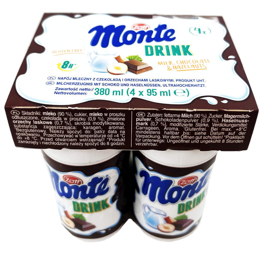 Monte Drink Milch Schoko Haselnuss 4er 380ml