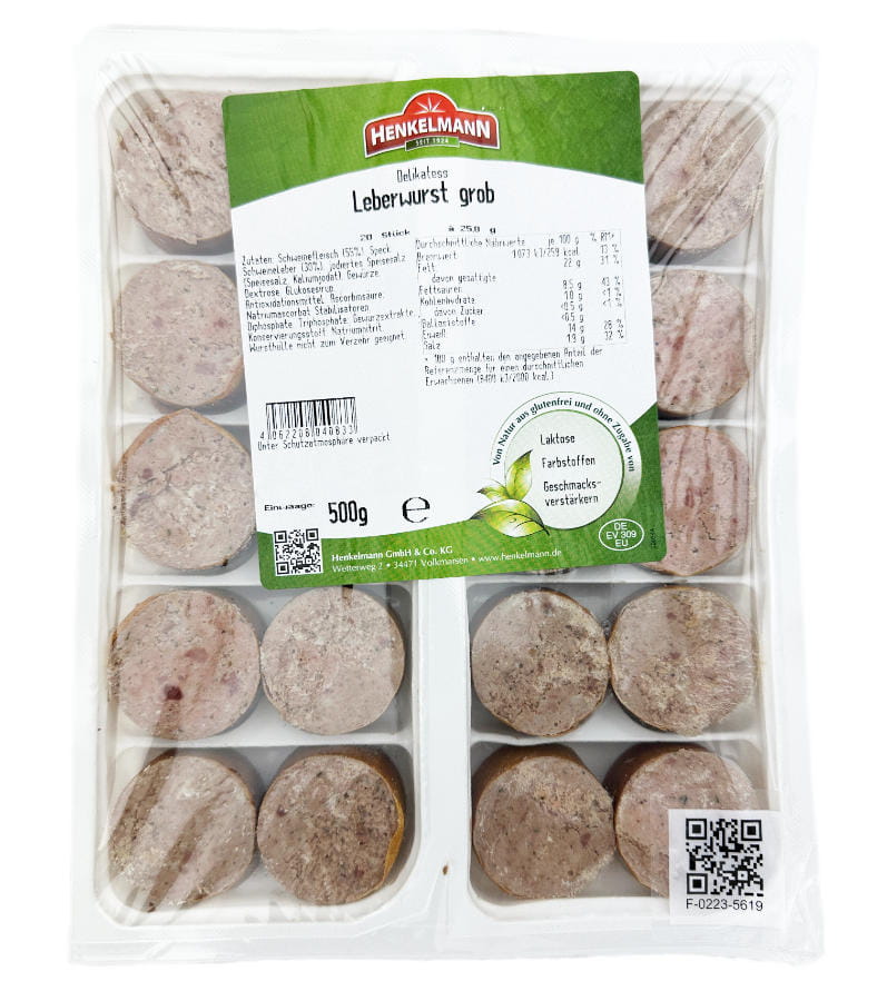 Leberwurst Grob In Portionen Geschnitten 500g