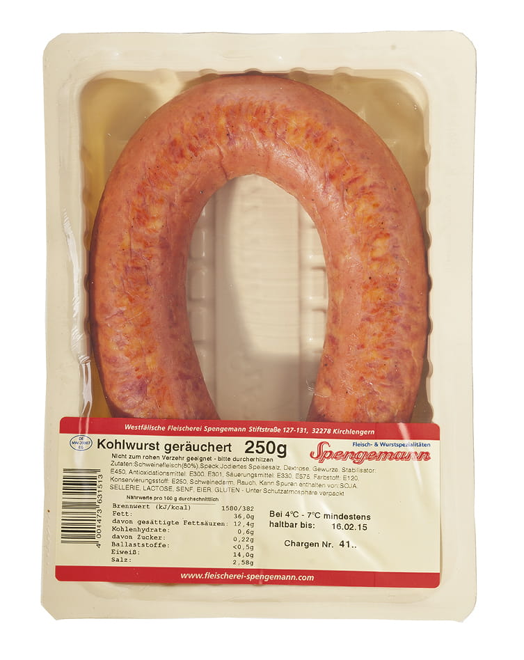 Kohlwurst-gerauchert-250g Spengemann Kohlwurst geräuchert 250g